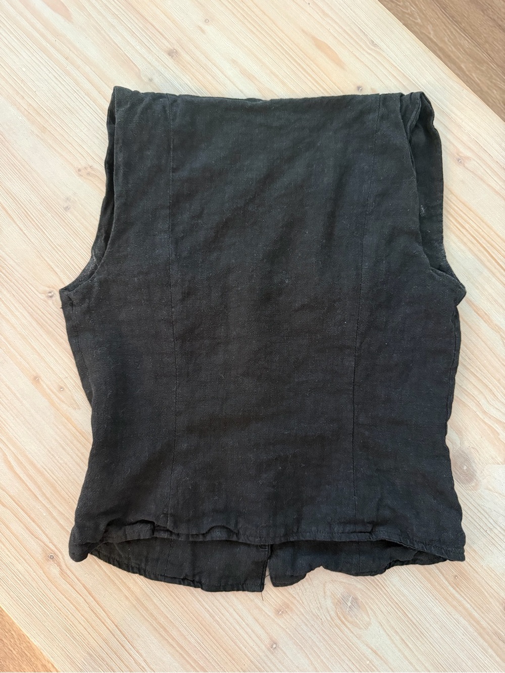 Princess Polly Black Linen Blend Button-Front Tank - Picture 4 of 5